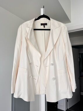 Vintage 100% Silk Escada Women's Cream Blazer Jacket- Size 42/US L